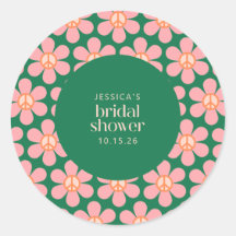 Retro Hippie Peace Signature Blume Grün rosa Dusch