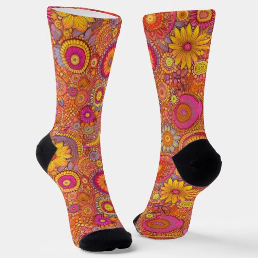 Retro Hippie: Pink Daisies Socks Socken (Gewinkelt)