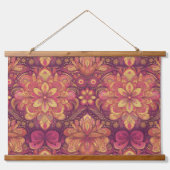 Retro Hippie: Pink Road Trip Wall hängen Wandteppich Mit Holzrahmen (Vorne)