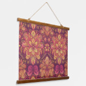 Retro Hippie: Pink Road Trip Wall hängen Wandteppich Mit Holzrahmen (Gewinkelt)