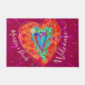 Retro Hippie Pink Türkis Valentinstag Fußmatte (Vorderseite)