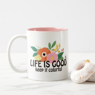Retro-Hippie-Positiv-Zitat  Zweifarbige Tasse
