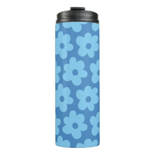 Retro Hippie Preppy Blue Blume Y2K Muster Thermosbecher