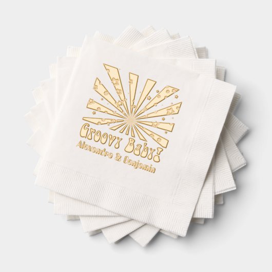 Retro Hippie Psychedelic Groovy Rays Pop Art Servietten Mit Folie (Insitu (Gestapelt))