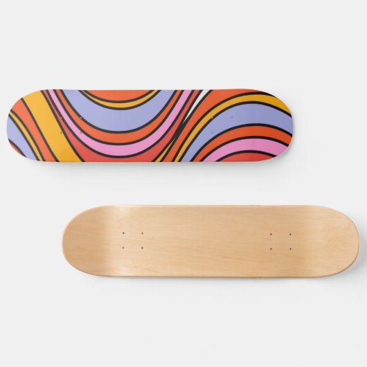 Retro Hippie Psychedelic Wirbel Skateboard (Horizontal)