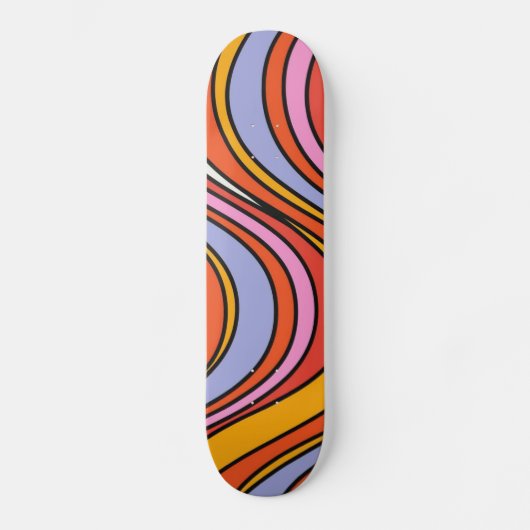 Retro Hippie Psychedelic Wirbel Skateboard (Vorderseite)