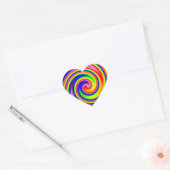 Retro Hippie Rainbow Colors Soft Focus Spiral Herz-Aufkleber (Umschlag)