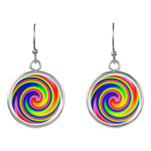 Retro Hippie Rainbow Colors Soft Focus Spiral Ohrringe