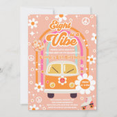 Retro Hippie Rainbow Eight Is A Vibe 8th Birthday Einladung (Vorderseite)