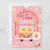 Retro Hippie Rainbow Five is a Vibe 5th Birthday Einladung (Vorderseite)
