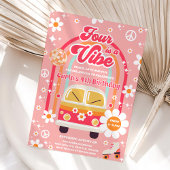 Retro Hippie Rainbow Four Is A Vibe 4th Birthday Einladung
