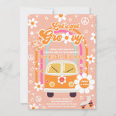 Retro Hippie Rainbow Let's Get Groovy 5th Birthday Einladung (Vorderseite)