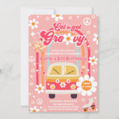 Retro Hippie Rainbow Let's Get Groovy 5th Birthday Einladung (Vorderseite)