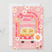 Retro Hippie Rainbow One Groovy Babe 1st Birthday Einladung (Vorderseite)
