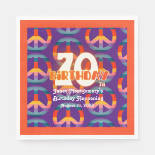 Retro Hippie Rainbow Peace Sign 70. Geburtstag Serviette