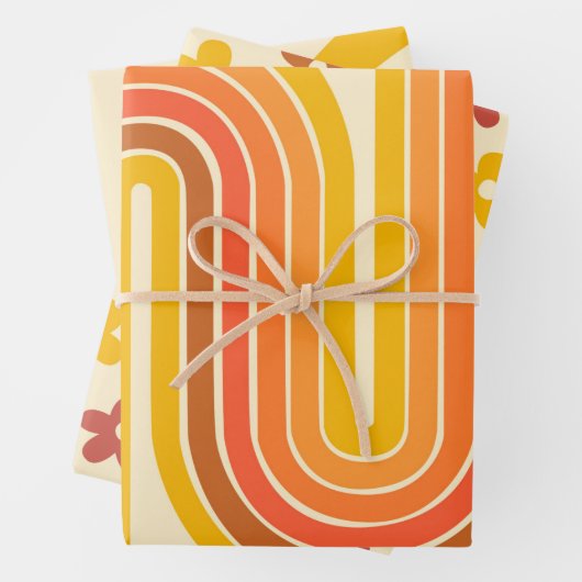 Retro Hippie Rainbow Stripes Groovy 70er Spaß Geschenkpapier Set (Beispiel)