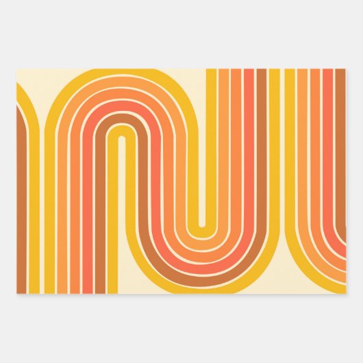 Retro Hippie Rainbow Stripes Groovy 70er Spaß Geschenkpapier Set (Vorderseite)