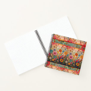 Retro Hippie: Red Garden Notebook Notizblock
