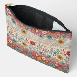 Retro Hippie: Red Garden Zippered Pouch Zubehörtasche