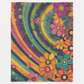 Retro Hippie: Regenbogen und Blume Fleecedecke (Vorderseite)
