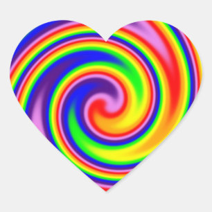 Retro-Hippie-Regenbogenfarben Soft-Fokus-Spirale Herz-Aufkleber
