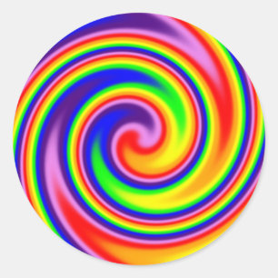 Retro-Hippie-Regenbogenfarben Soft-Fokus-Spirale Runder Aufkleber