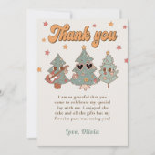 Retro Hippie Rockin's Weihnachtsbaum Geburtstag Dankeskarte (Vorderseite)