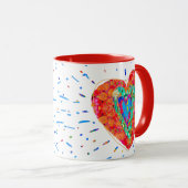 Retro Hippie Rosa Türkis Wasserfarbenes Herz Tasse (VorderseiteRechts)