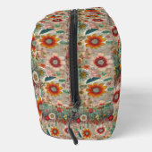 Retro Hippie: Roter Blumengarten Toilettenbeutel Waschbeutel (Rechts)