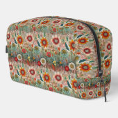 Retro Hippie: Roter Blumengarten Toilettenbeutel Waschbeutel (Rechte Ecke)