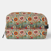 Retro Hippie: Roter Blumengarten Toilettenbeutel Waschbeutel (Rückseite)