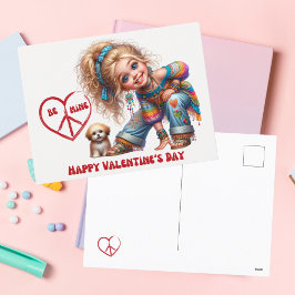 Retro Hippie Seien Sie ein Valentinstag Feiertagspostkarte