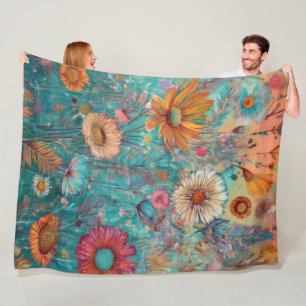 Retro Hippie: Sonnenaufgang Garden Blanket Fleecedecke