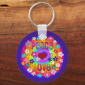 Retro Hippie Style Peace Liebe Blume Rainbow Schlüsselanhänger (Vorderseite)