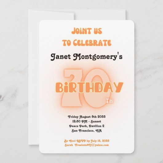 Retro Hippie Sunrise Custom Geburtstag Einladung (Rückseite)