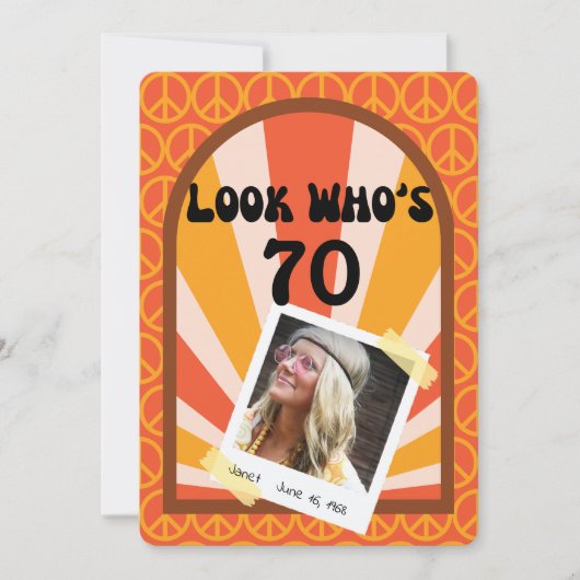 Retro Hippie Sunrise Custom Geburtstag Einladung (Vorderseite)