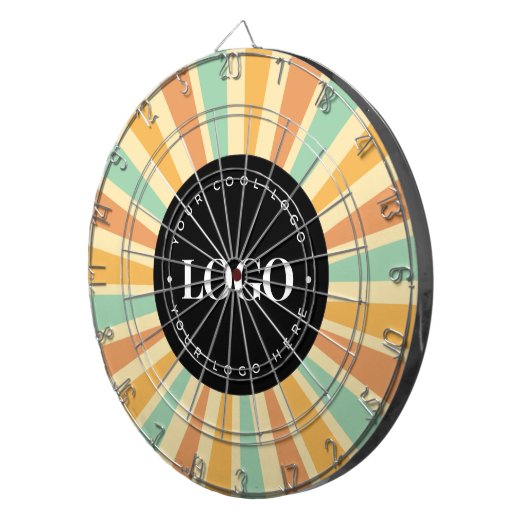 Retro Hippie Sunshine Sun Business Logo Groovy Dartscheibe (Vorderseite rechts)