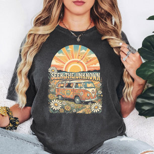 Retro-Hippie-Van-Friedenszeichen-Sonnenuntergang-K T-Shirt