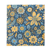 Retro Hippie Vintage Blume Design Yellow Blue Notizblock (Vorderseite)