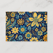 Retro Hippie Vintage Blume Design Yellow Blue Visitenkarte (Rückseite)