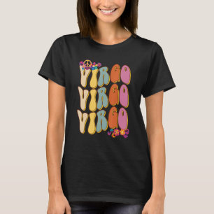 Retro Hippie Virgo Zodiac-Unterschrift zum Geburts T-Shirt