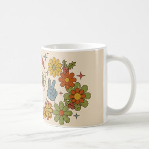 Retro Hippie Weihnachtsmann Friedenszeichen Flower Kaffeetasse