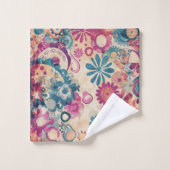 Retro Hippie: Wilde Blume Handtuch Set (Waschlappen)