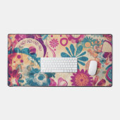 Retro Hippie: Wilde Blume Schreibmatte Schreibtischunterlage (Tastatur & Maus)