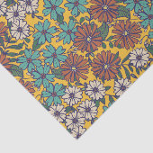 Retro Hippie Yellow Turquoise 70er Floral Muster Seidenpapier (Ausschnitt)
