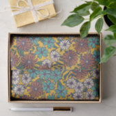 Retro Hippie Yellow Turquoise 70er Floral Muster Seidenpapier (Geschenk)