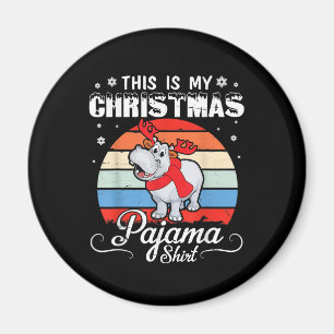 Retro-Hippo-Das-ist-mein-Christmas-Pyjama-Shirt Magnet