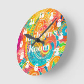 Retro Hippy 60er 70er Peace Sign Custom Runde Wanduhr (Winkel)