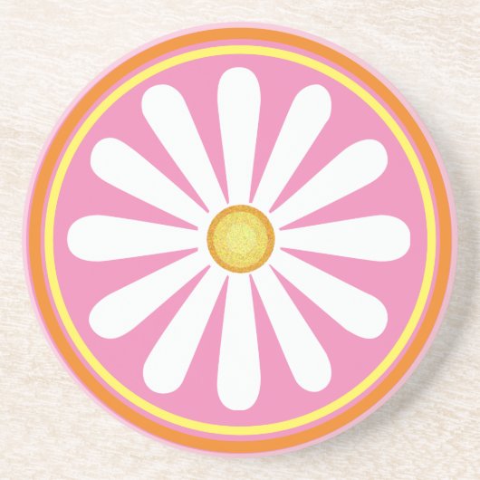 Retro Hippy daisy Sandstone Untersetzer (Vorne)