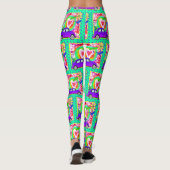 Retro Hippy Gefärbte Krawatte Car Heart 1960s 1970 Leggings (Rückseite)